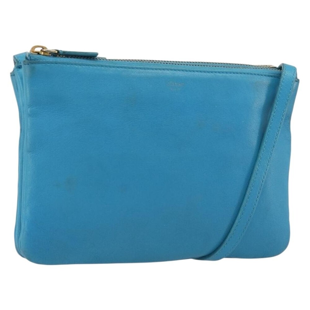 Celine Leather Trio Shoulder Bag Blue